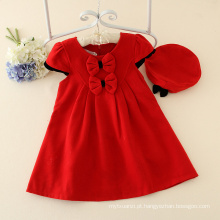 Venda quente de inverno vestido de lã com chapéu para as crianças meninas usam vestido de aniversário vestido de natal